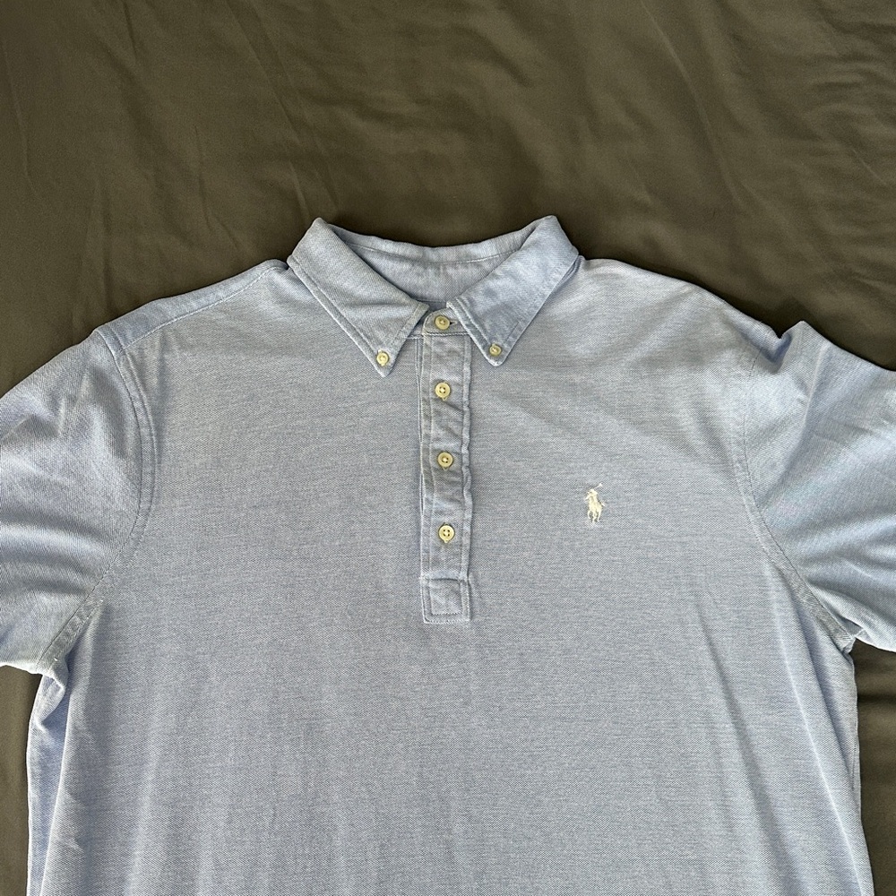 Polo by Ralph Lauren Men's Sky Blue Knit Oxford Polo Shirt